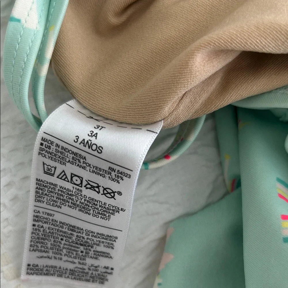 Old Navy Kids Mint Green One-Piece Swimsuit with Unicorn & Rainbow Print